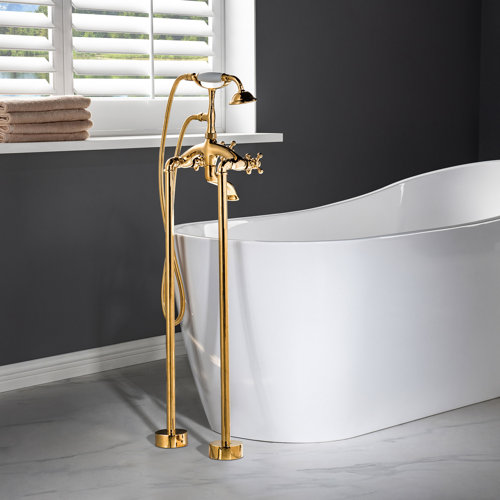 WoodBridge Triple Handle Floor Mounted Clawfoot Tub Faucet & Reviews Wayfair